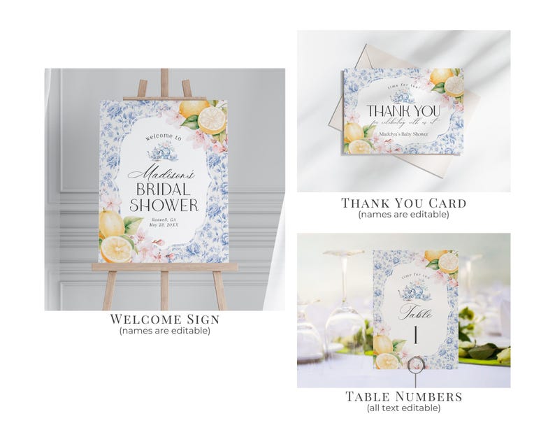 Blue Chinoiserie Tea Bridal Shower Printable Bundle, High Tea Party for Bridesmaids Bridal Tea, Willow Toile English Garden Party WP1001 image 5