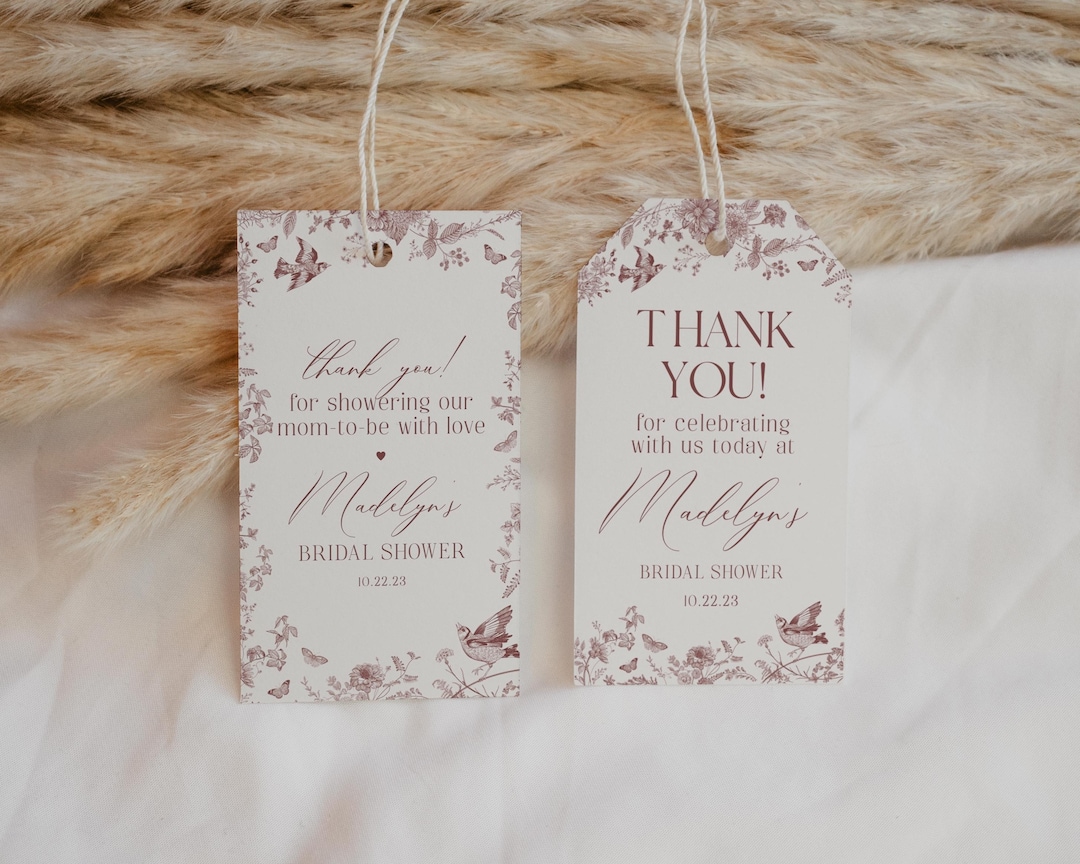 September R Tag Label Fall Toile De Jouy Birthday Favor Tags Printable Template, Burgundy ...