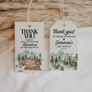National Park Thank You Favor Tags Instant Download, woodland baby shower favors, fall outdoor baby shower, rectangle tag, spring camping