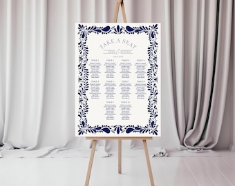 Modèle imprimable table de table mariage bleu Talavera, fête du carrelage espagnol, fille Fiesta de baby shower mexicaine, décoration nuptiale de douche WP1018