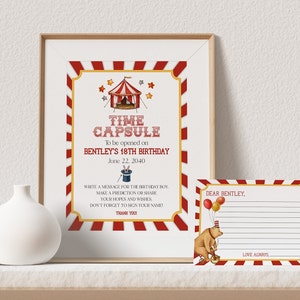 Capsule temporelle sur le thème du cirque pour anniversaire