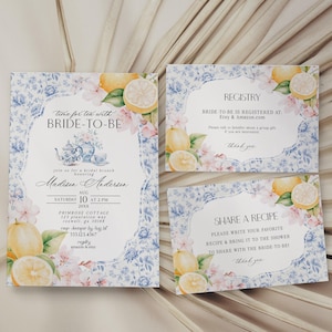Blue Chinoiserie Tea Bridal Shower Printable Bundle, High Tea Party for Bridesmaids Bridal Tea, Willow Toile English Garden Party WP1001 image 3