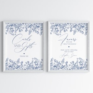 Blauwe chinoiserie-kaarten en cadeaus en gunsten bord afdrukbare sjabloon, blauwe baby in bloei babyshower, Something Blue Before I Do Bridal WP1030