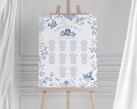 Blue Toile Pumpkin Seating Chart