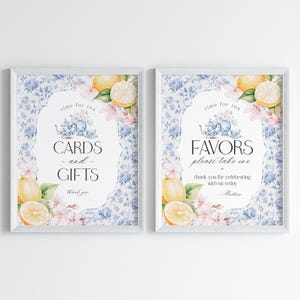 Modèle imprimable bleu chinoiserie thé cartes & cadeaux et faveurs modèle imprimable, citron High Tea Par-tea Girl Willow toile anglais Garden Party WP1001