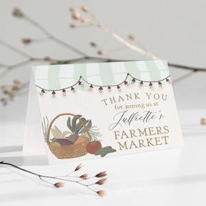Green Farmers Market-bedankkaartsjabloon, lokaal geteelde babyshower, vers van de markt vrijgezellenfeest boerderij vers verjaardagsfeestje WP1043