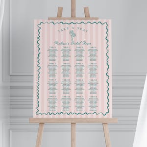 Pink Palm Springs Sitzplan Poster Vorlage Vintage Palme Strand Cabana Geburtstag Pool Party, Tropisch Pastell Bachelorette WS1046