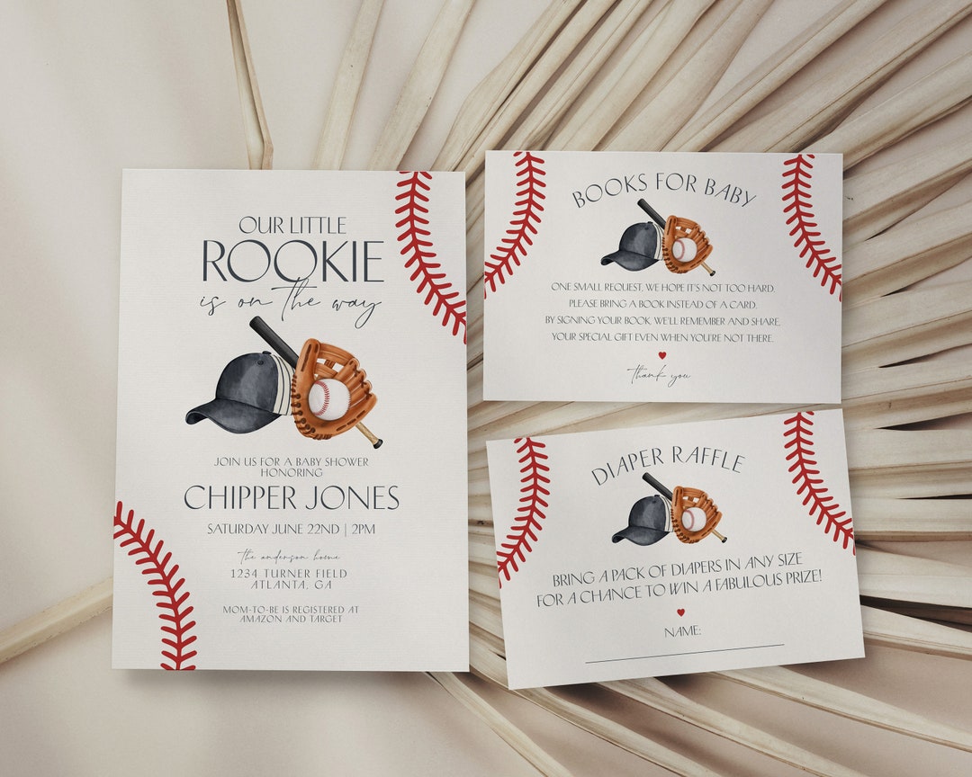 Baseball Baby Shower Invitation Printable Template, Little Rookie Theme ...