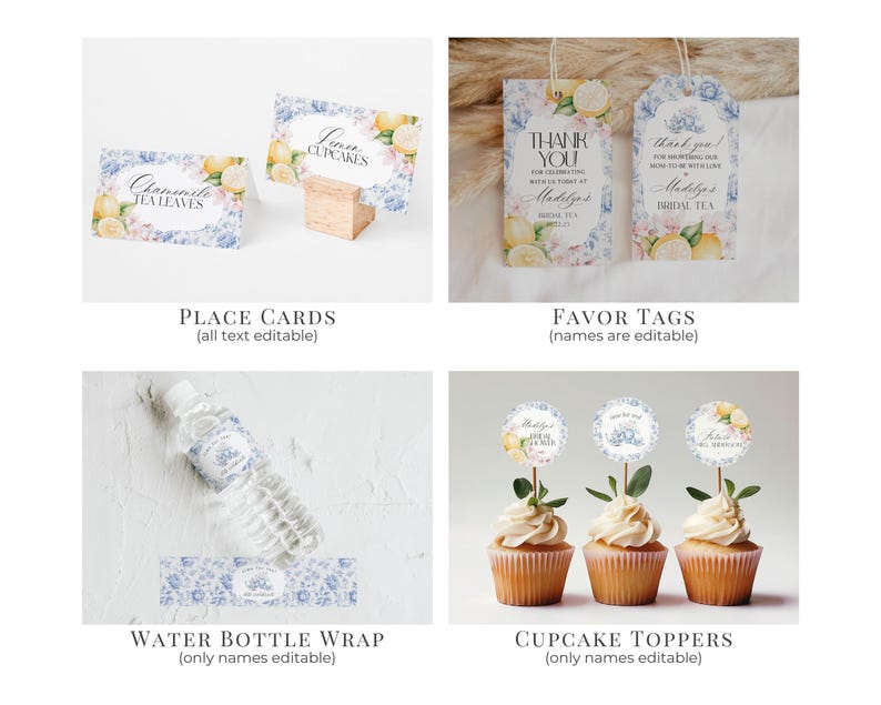 Blue Chinoiserie Tea Bridal Shower Printable Bundle, High Tea Party for Bridesmaids Bridal Tea, Willow Toile English Garden Party WP1001 image 6