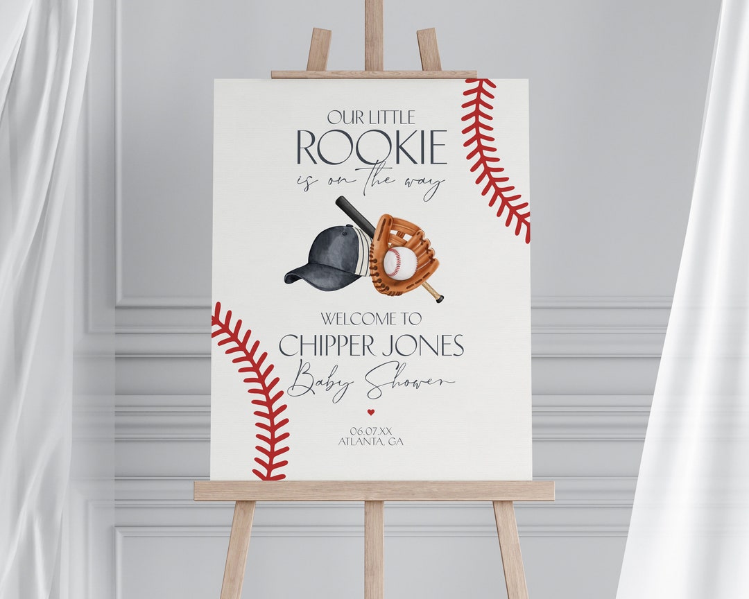 Baseball Baby Shower Welcome Sign Printable Template, Little Rookie ...