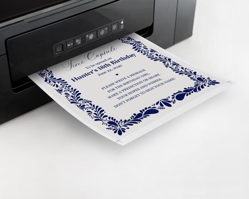 Blue Talavera Time Capsule Printable Template, Spanish Tile Mexican