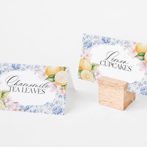 Marque-places de thé, chinoiseries bleues pour baby shower ou baby shower, modèle imprimable pour anniversaire, goûter citron, garden-party saule, toile WP1001