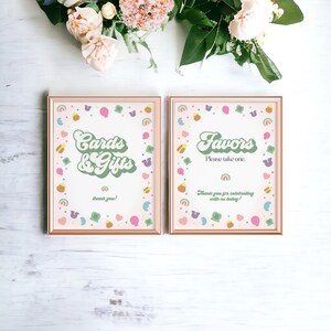 Signe de cartes et de cadeaux de trèfle porte-bonheur pour l'anniversaire de mars ou une baby shower irlandaise, téléchargement immédiat Lucky One Birthday pour fille