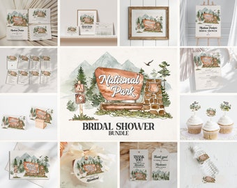 National Park Bridal Shower Bundle Template, Woodland Outdoor Bridal Shower, Woodsy Wilderness Bridal Brunch Adventure Awaits WP1005