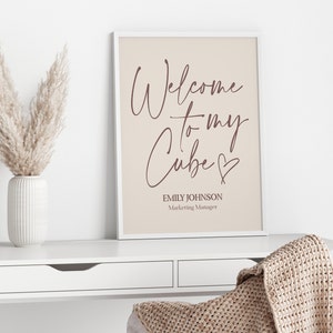 Bienvenido a mi cubo imprimible, decoración de pared de oficina femenina para mujeres, impresiones de Lady Boss, decoración de cubículo para mujer, impresión de cubículo personalizada