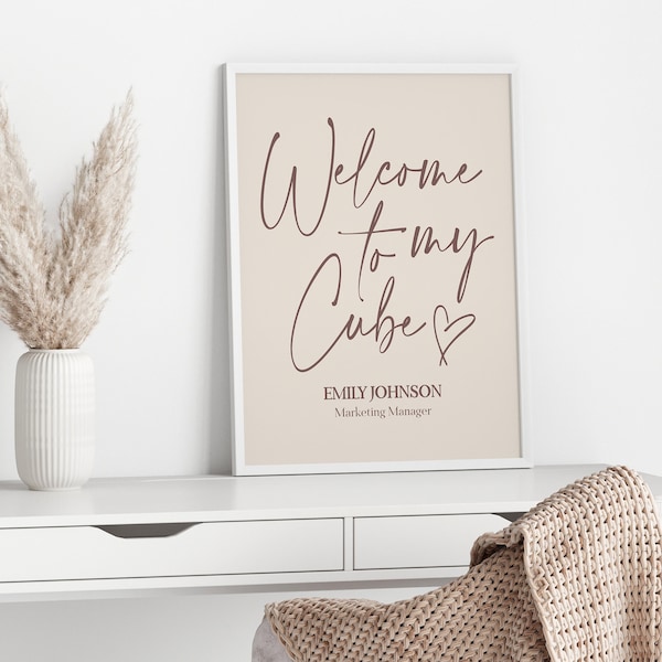 Welcome to my cube printable, Feminine Office Wall Decor for Women, Lady Boss Prints, cubicle decor woman, personalized cubicle print