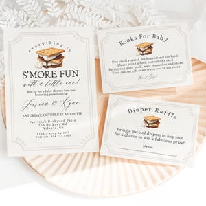 S&#39;more Fall Bonfire Baby Shower Invitation Printable Template, Smore to Love Baby Sprinkle for Gender Neutral Backyard Baby Shower WP1012