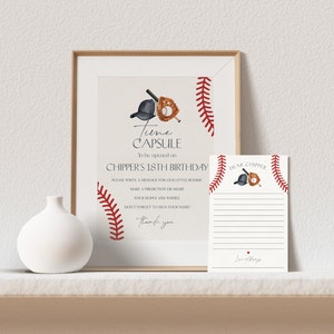 Baseball Zeitkapsel Druckbare Vorlage, Little Rookie Thema 1.Geburtstag für Jungen, Little Slugger Party für Grand Slam Geburtstagsdekor