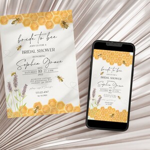 Honey Bee Bridal Shower Bundle Printable, Engagement Shower, wedding shower invites Template, Editable Template, Bridal Shower Games, WP3041 image 3