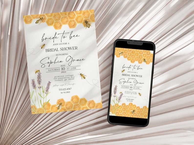 Honey Bee Bridal Shower Bundle Printable, Engagement Shower, wedding shower invites Template, Editable Template, Bridal Shower Games, WP3041 image 3