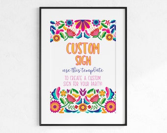 Fiesta Custom Sign Printable Party Decor Template, spring or summer party decor, fiesta birthday, fiesta couples shower instant download