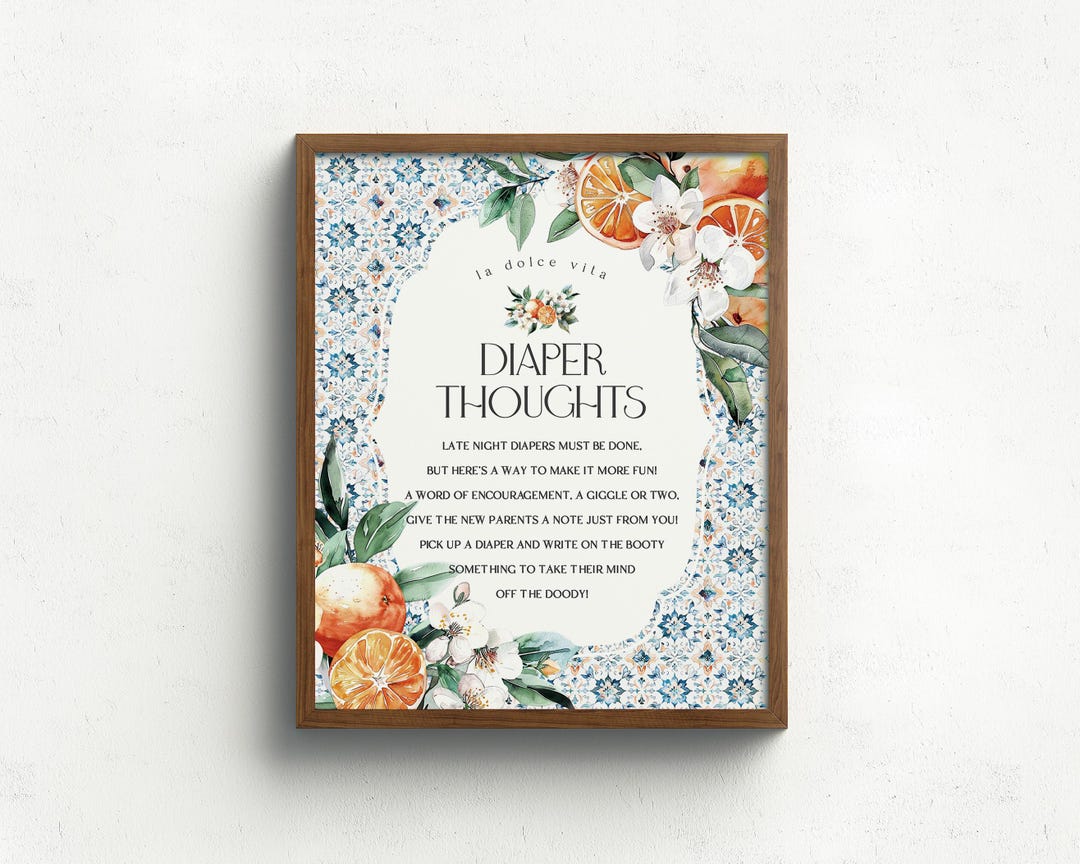 Tuscany Tile Baby Shower Diaper Thoughts Sign Printable Template ...