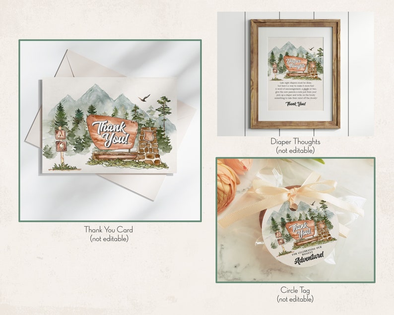 National Park Baby Shower Bundle Printable Template, Woodland Outdoor Baby Shower, Wilderness Baby Sprinkle Adventure Awaits WP1005 image 8