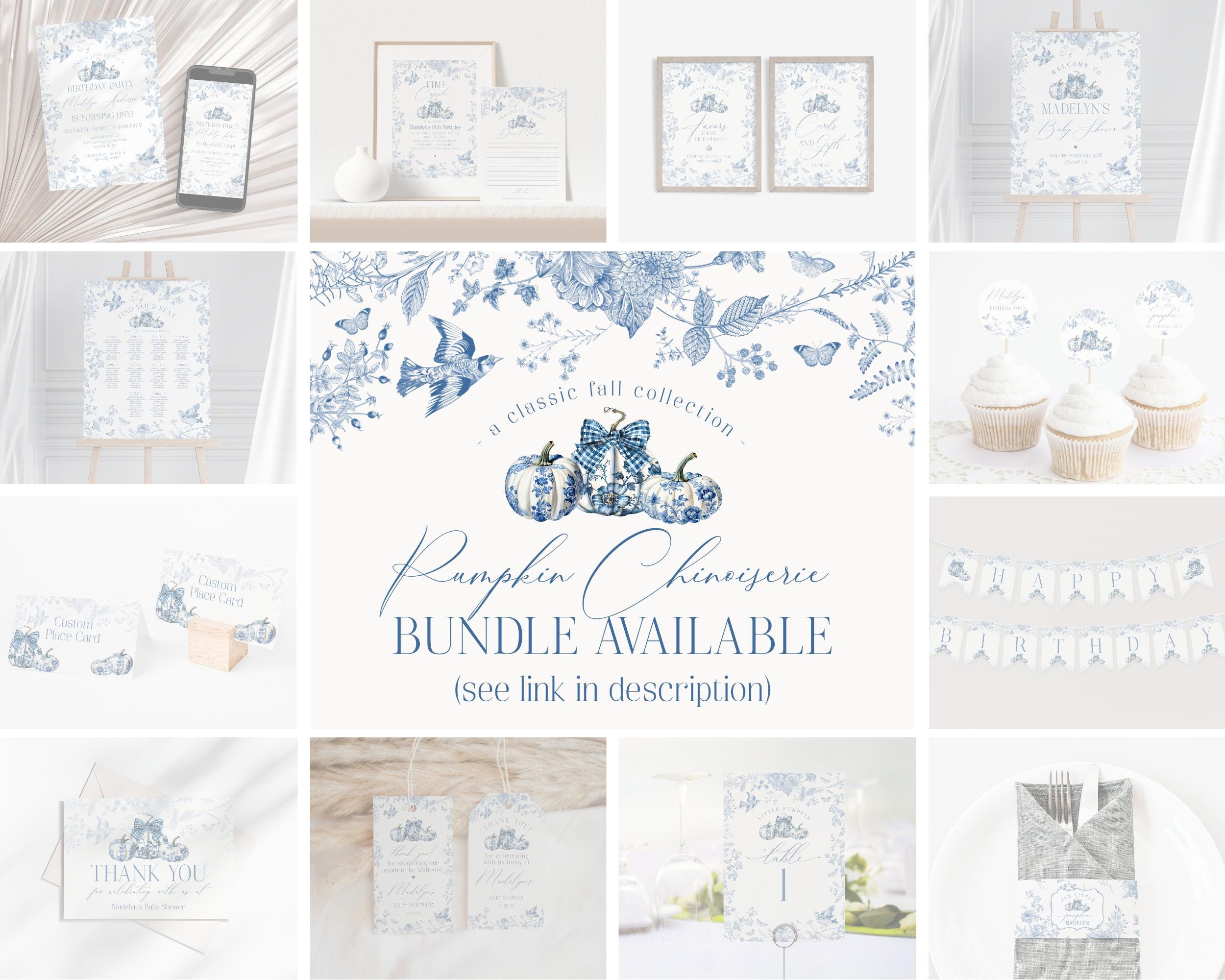 Blue Toile De Jouy Baby Shower Banner Printable Template, Fall ...