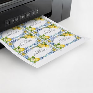 Plaatskaarten Amalfikust voor baby- of bruidsdouche of verjaardag afdrukbare sjabloon, citroen-citrus mediterraan douchedecor met blauw, WP3016 afbeelding 6