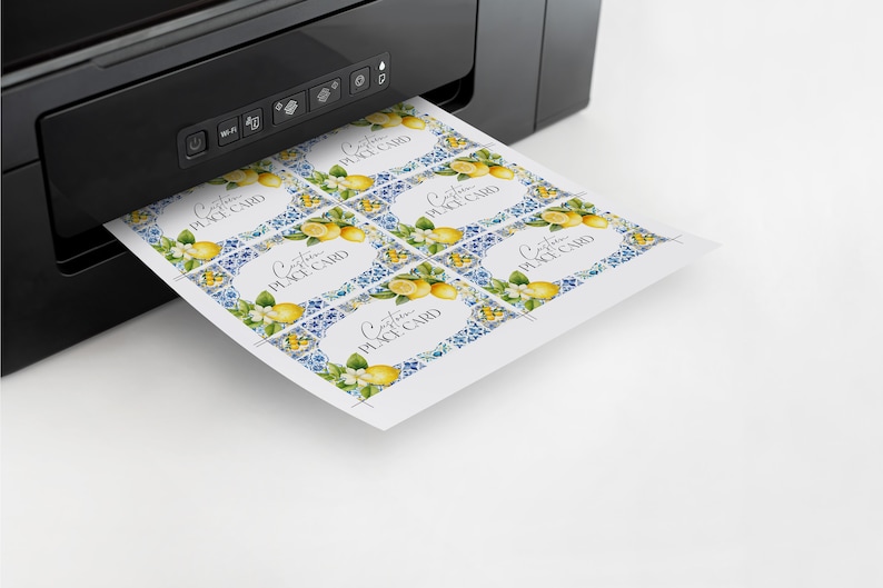 Plaatskaarten Amalfikust voor baby- of bruidsdouche of verjaardag afdrukbare sjabloon, citroen-citrus mediterraan douchedecor met blauw, WP3016 afbeelding 6