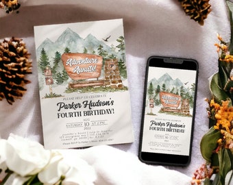 National Park Forest Woodland Birthday Party Invitation Template, Woodland Outdoor Birthday Party Decor, Woodsy Wilderness Bday Party WP1005