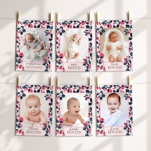 Pink Strawberry Milestone Banner Printable Template, Sweet Berry First Birthday Decor for Spring or Summer Party