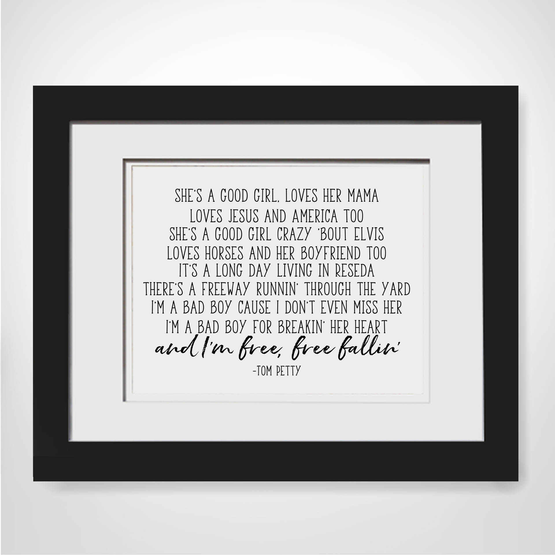 Tom Petty LyricsFree Falling LyricsFramed Song LyricsSong | Etsy