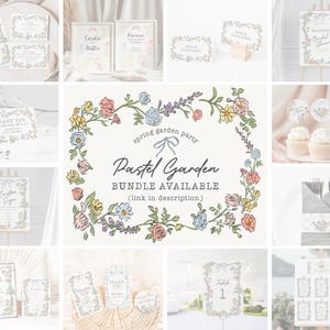 Plantilla de invitación de boda para fiesta en el jardín de primavera, decoración floral pastel con el amor en flor, ramo de flores silvestres de verano coqueto WP1057 imagen 7