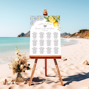 Amalfiküste Hochzeit Sitzplan Poster zum Selbstgestalten, Italienische Themenparty, Zitrone Citrus, Italienische Themenparty