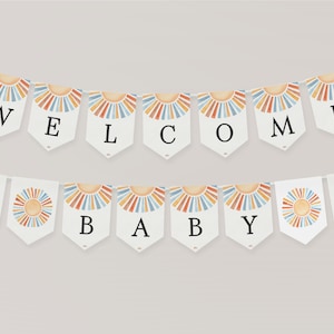 Here Comes The Son Baby Shower Banner Printable Template, Sunshine Baby Sprinkle Decor for Boy Baby Shower, Little Ray of Sonshine Party