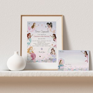 Mermaid Birthday Time Capsule Printable Template, enchanted under the sea birthday party for girl