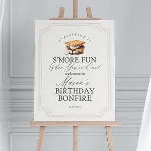 S&#39;more Fall Bonfire Birthday Welcome Sign Printable Template, Smore Birthday Party Decor for Gender Neutral Backyard Birthday Firepit WP1012