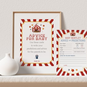 Conseils sur le thème du cirque pour les cartes de bébé, baby shower de carnaval non sexiste pour garçon, jeux de douche à téléchargement instantané d'animaux de cirque