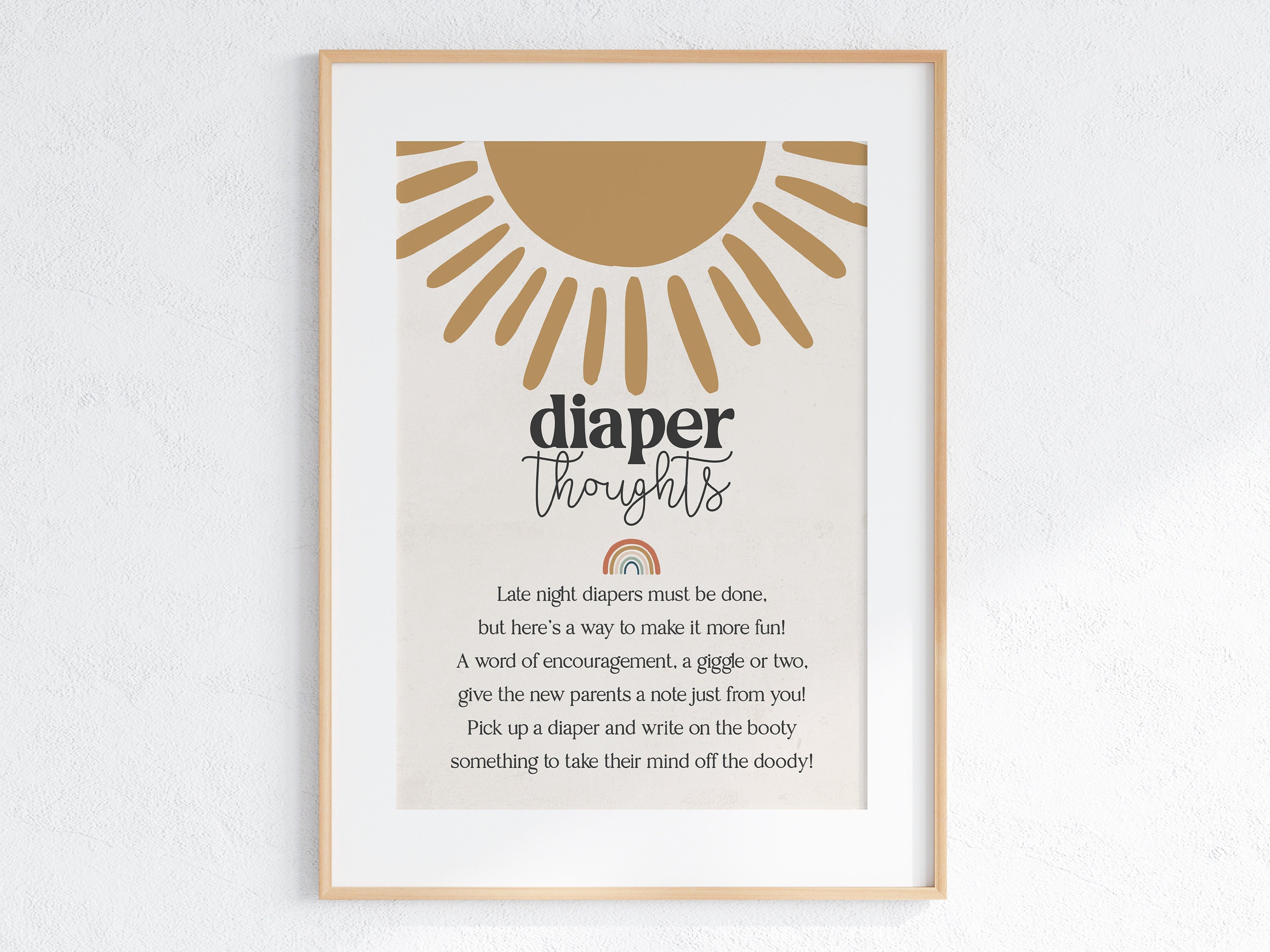 You are my sunshine diaper thoughts for baby, sun baby shower, late night diapers notes advice for parents to be, gender neutral baby shower