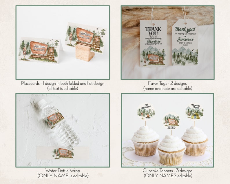 National Park Baby Shower Bundle Printable Template, Woodland Outdoor Baby Shower, Wilderness Baby Sprinkle Adventure Awaits WP1005 image 6