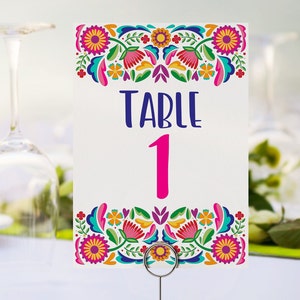 Fiesta Tischnummern druckbare Vorlage, Verlobungsdusche, Hochzeitsdusche lädt ein, INSTANT DOWNLOAD, bearbeitbare Fiesta Corjl-Datei