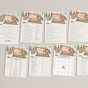 National Park Baby Shower Games Set, Woodland Outdoor Baby Shower, Wilderness Nature Baby Sprinkle Adventure Awaits WP1005