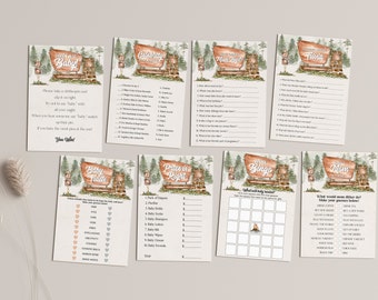 National Park Baby Shower Games Set, Woodland Outdoor Baby Shower, Wilderness Nature Baby Sprinkle Adventure Awaits WP1005