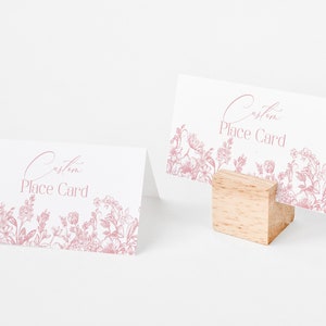 Marque-places chinoiseries roses pour baby shower ou anniversaire, modèle imprimable, élégante toile rose pour la douche nuptiale, soirée à thème Français WP1010