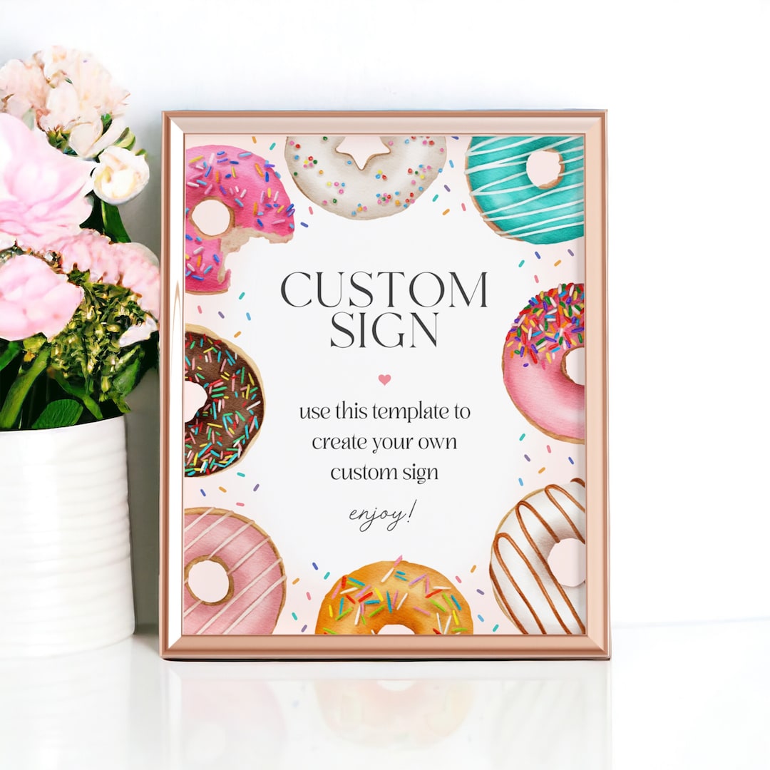 Donut Sprinkles Custom Sign Template, Sprinkled Donut Baby Shower or ...