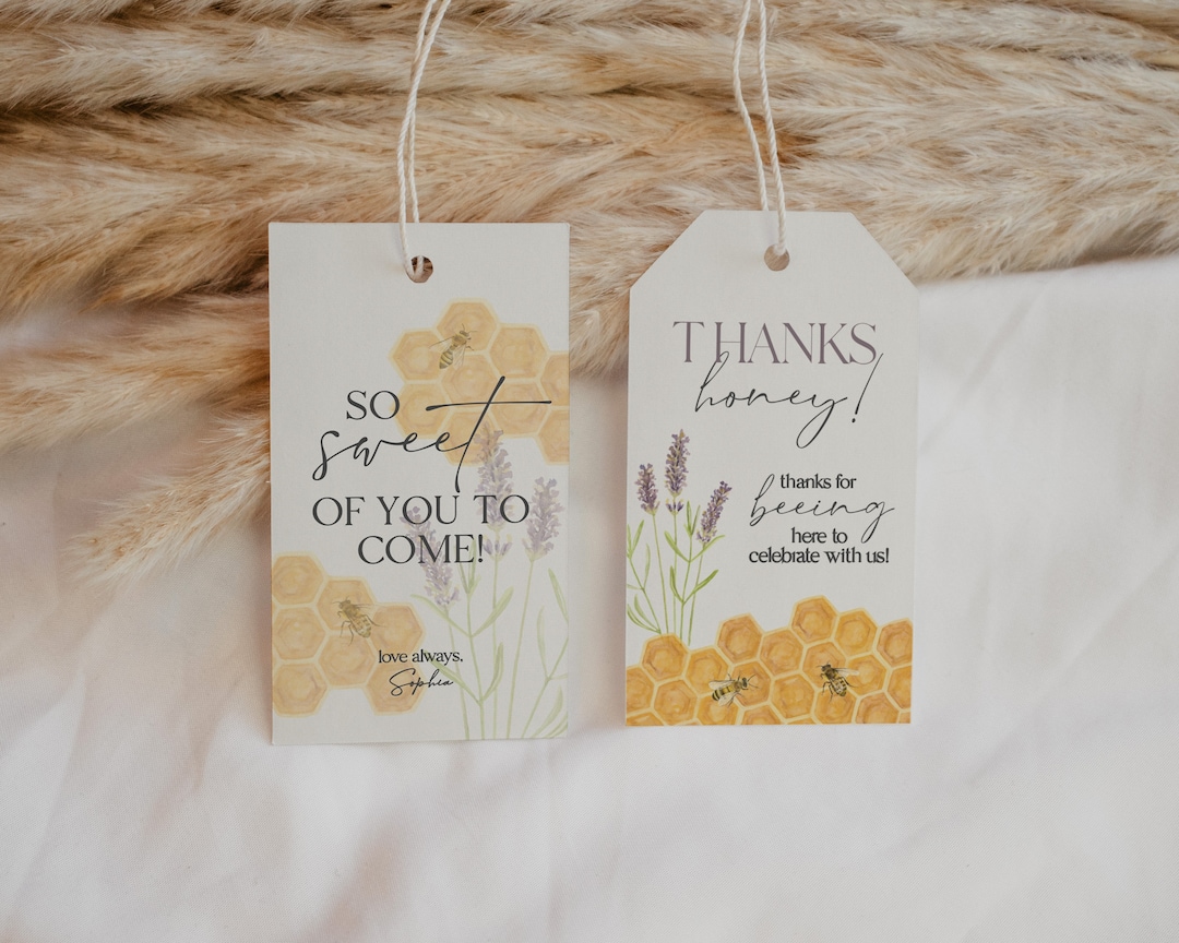 Honey Bee Favor Tags Printable Template, Honey Bee Baby Shower Favors ...