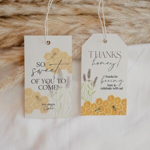 Honey Bee Favor Tags Printable Template, Honey Bee Baby Shower Favors ...