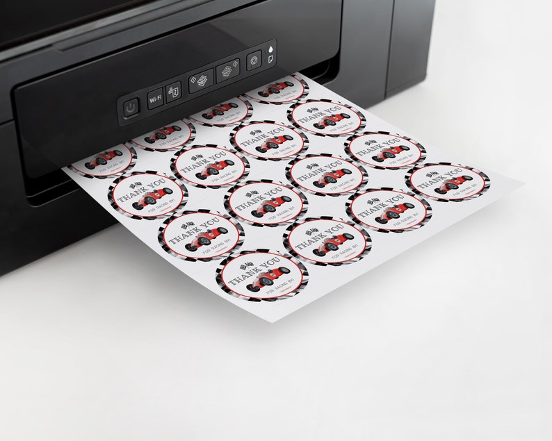 Red Race Car Baby Shower or Birthday Circle Favor Tags Printable ...