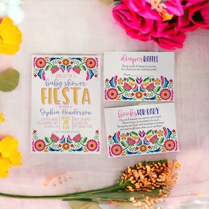 Modello stampabile per invito alla festa del baby shower Fiesta, baby shower messicano neutro, libri per bambini, DOWNLOAD IMMEDIATO della lotteria dei pannolini